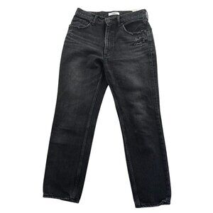Moussy Women Jeans Size 27 Black Denim Distressed Straight Leg